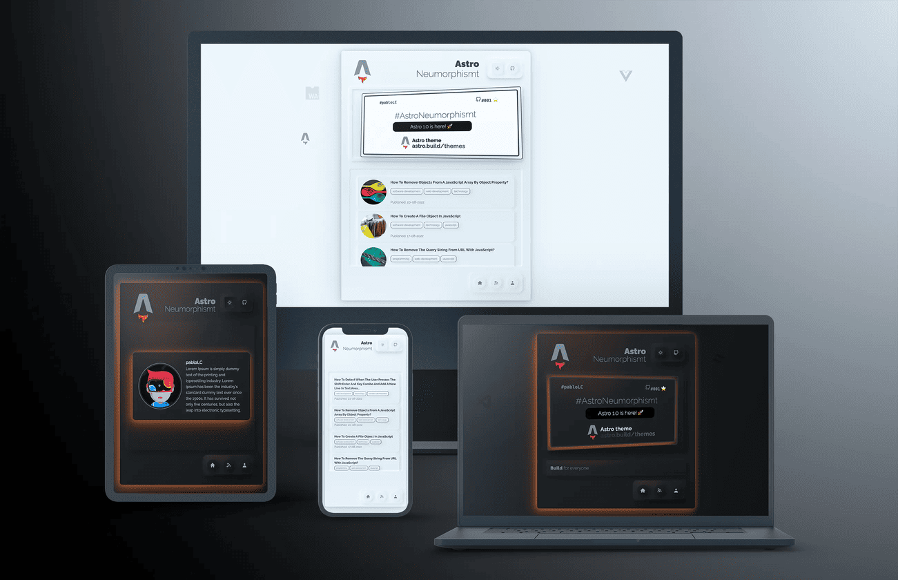 Astro Neumorphism theme preview
