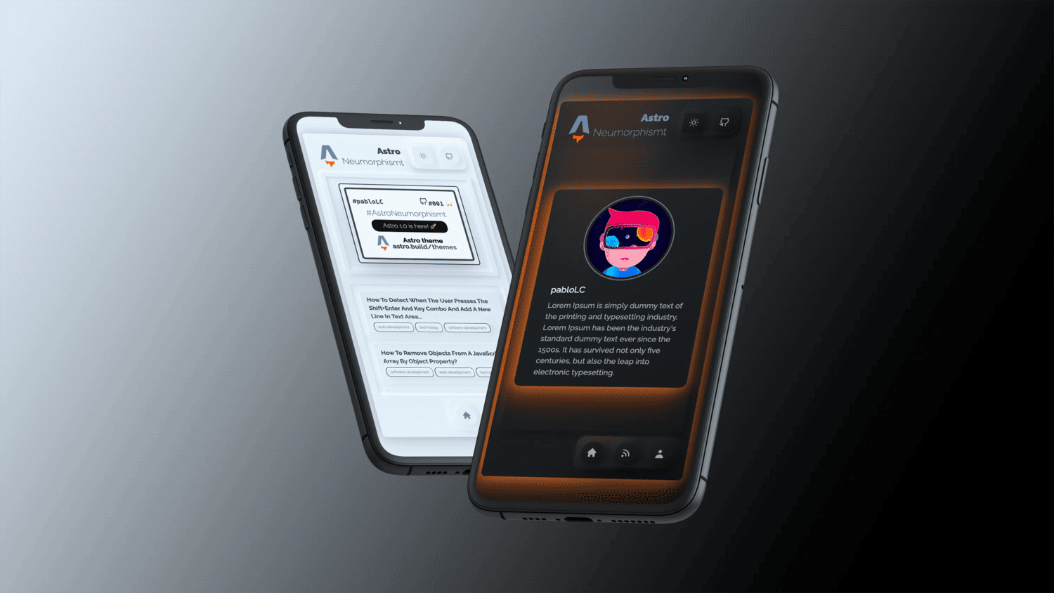 Astro Neumorphism theme showcase
